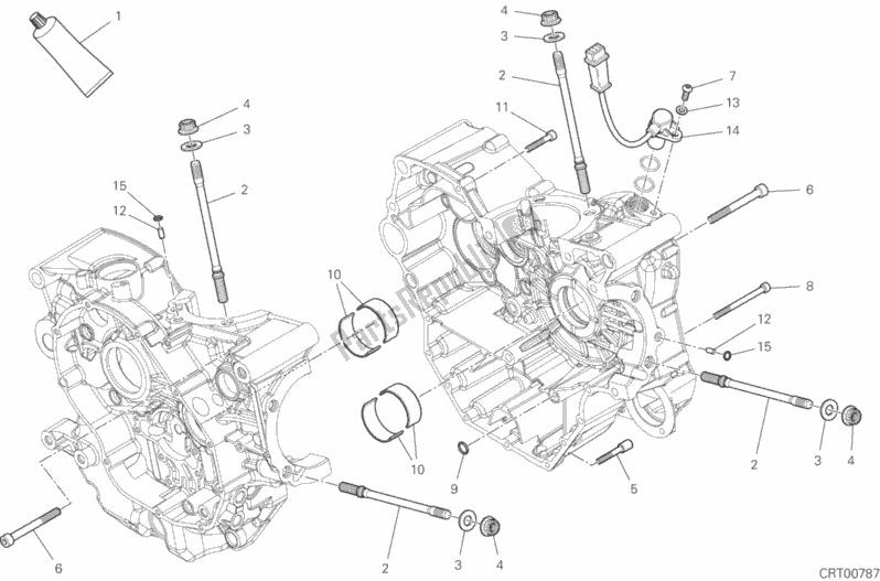 All parts for the 10a - Half-crankcases Pair of the Ducati Supersport Thailand 950 2018